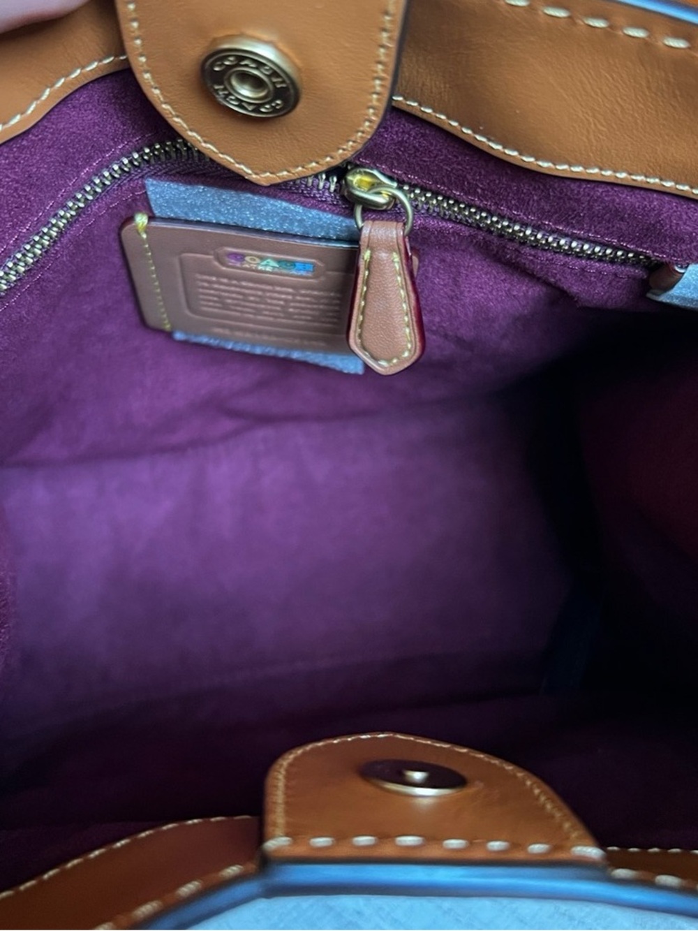 Coach Multicolor Signature Canvas Crossbody with Brown Leather Trim - Picture 11 of 13